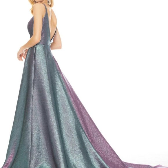 Ashley Lauren Two Tone Metallic A-Line Dress - Picture 3 of 6